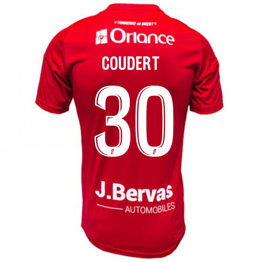 Niño Camiseta Grégoire Coudert #30 Rojo Blanco 1ª Equipación 2024/25 La Camisa