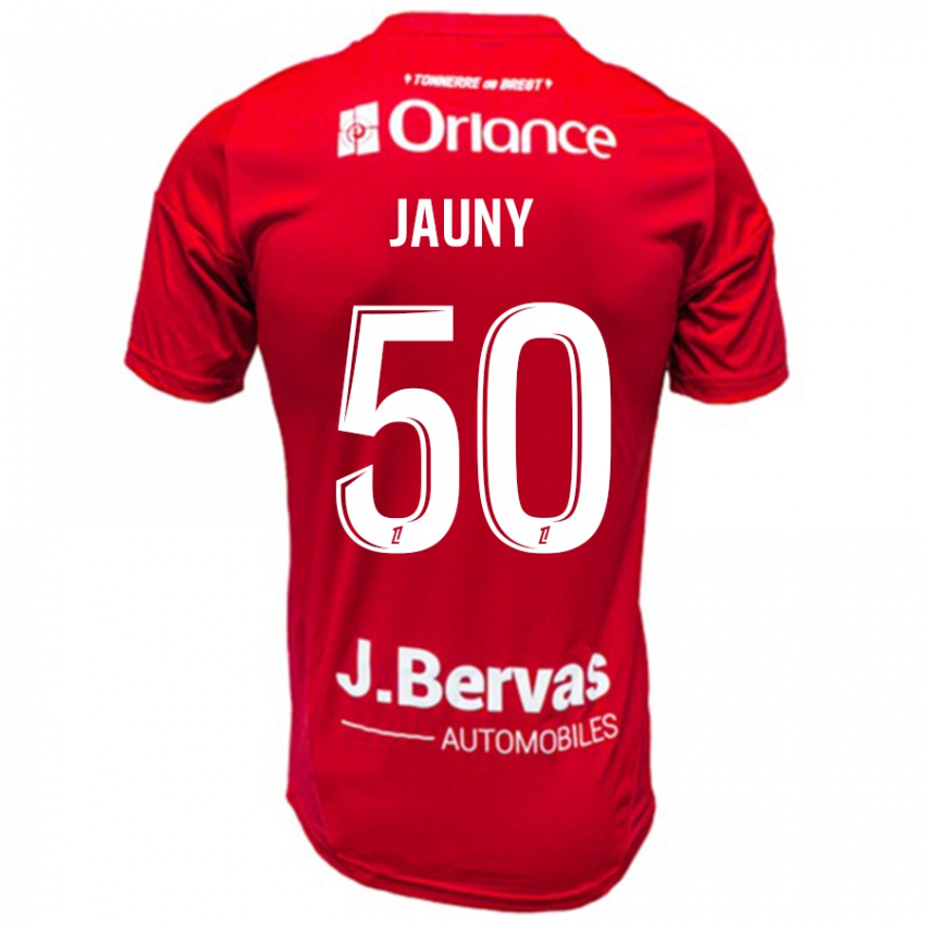 Niño Camiseta Noah Jauny #50 Rojo Blanco 1ª Equipación 2024/25 La Camisa