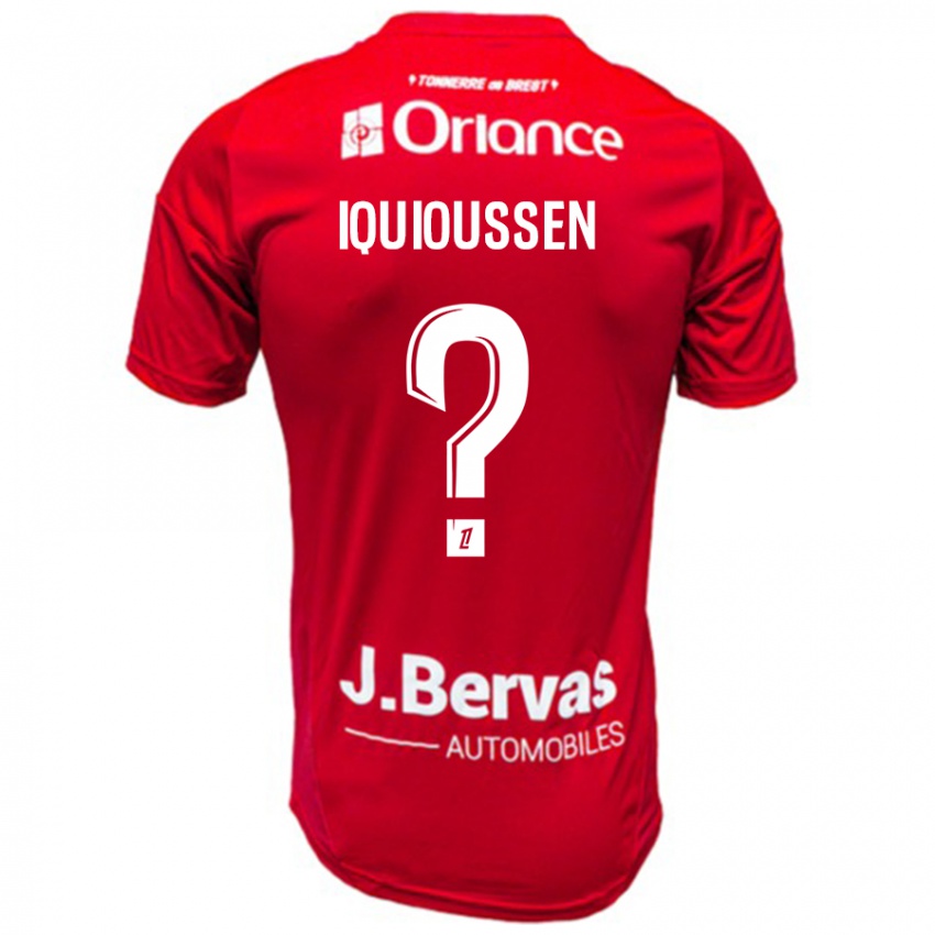 Niño Camiseta Adam Iquioussen #0 Rojo Blanco 1ª Equipación 2024/25 La Camisa