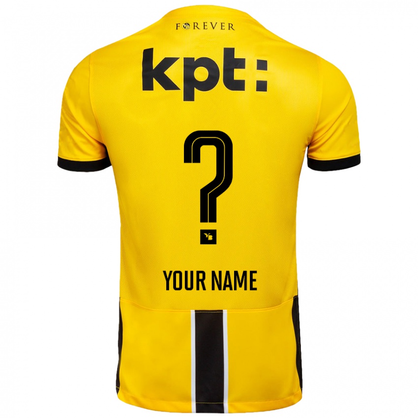 Niño Camiseta Su Nombre #0 Amarillo Negro 1ª Equipación 2024/25 La Camisa