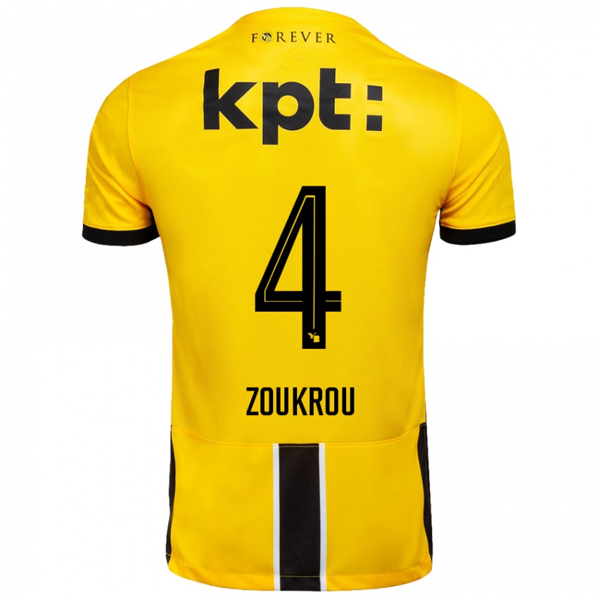 Niño Camiseta Tanguy Zoukrou #4 Amarillo Negro 1ª Equipación 2024/25 La Camisa