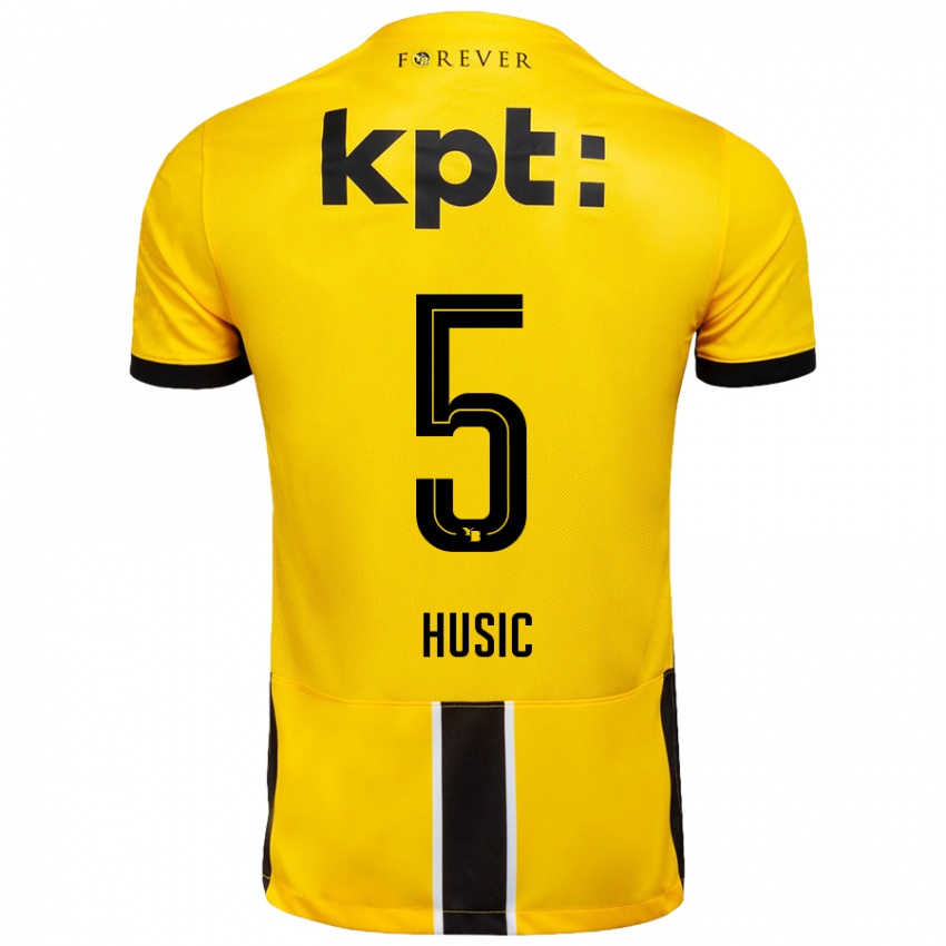 Niño Camiseta Anel Husic #5 Amarillo Negro 1ª Equipación 2024/25 La Camisa