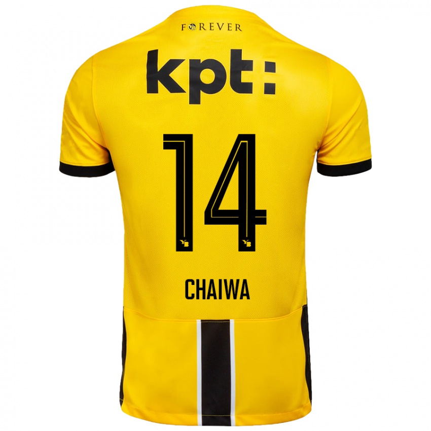 Niño Camiseta Miguel Chaiwa #14 Amarillo Negro 1ª Equipación 2024/25 La Camisa