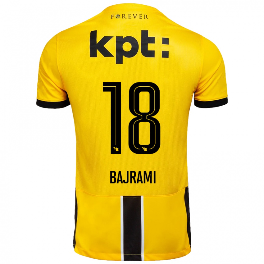 Niño Camiseta Ardian Bajrami #18 Amarillo Negro 1ª Equipación 2024/25 La Camisa