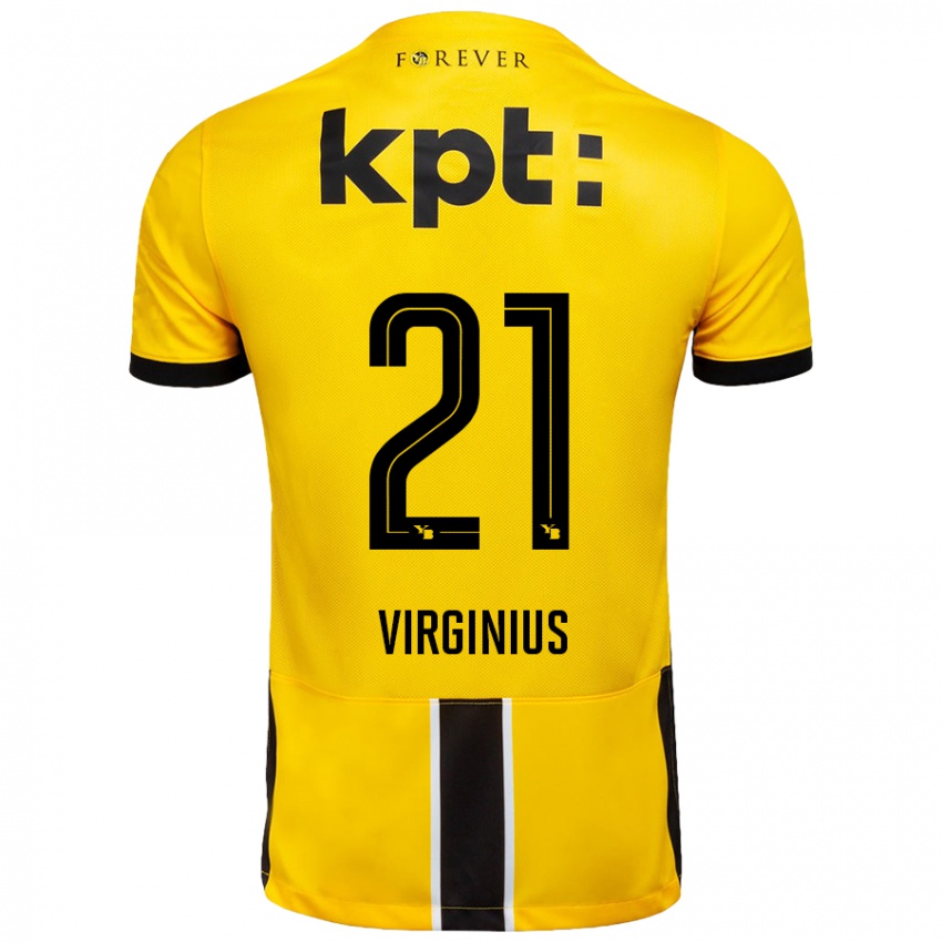 Niño Camiseta Alan Virginius #21 Amarillo Negro 1ª Equipación 2024/25 La Camisa