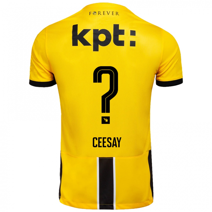 Niño Camiseta Ebrahim Ceesay #0 Amarillo Negro 1ª Equipación 2024/25 La Camisa