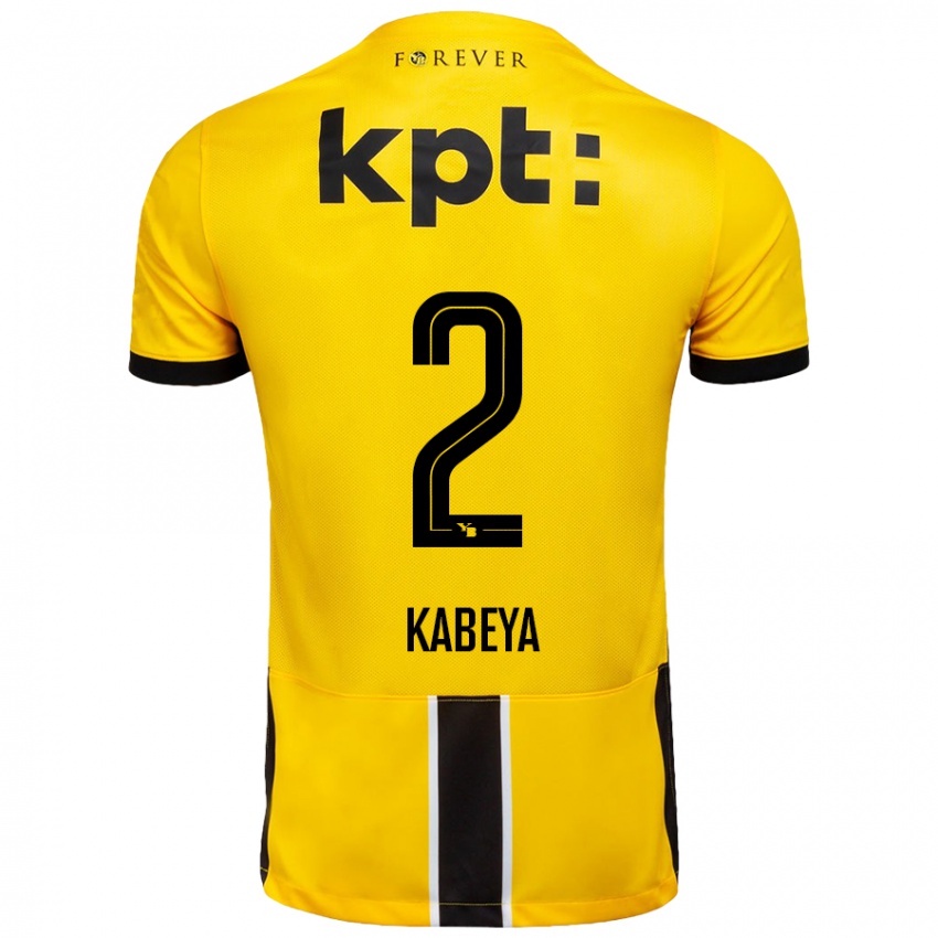 Niño Camiseta Benjamin Kabeya #2 Amarillo Negro 1ª Equipación 2024/25 La Camisa