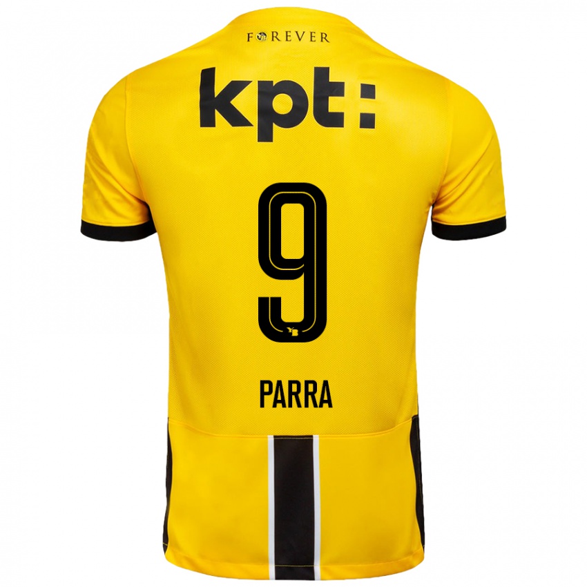 Niño Camiseta Hugo Parra #9 Amarillo Negro 1ª Equipación 2024/25 La Camisa