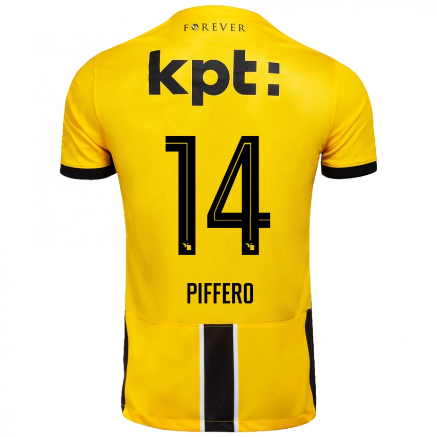 Niño Camiseta David Piffero #14 Amarillo Negro 1ª Equipación 2024/25 La Camisa