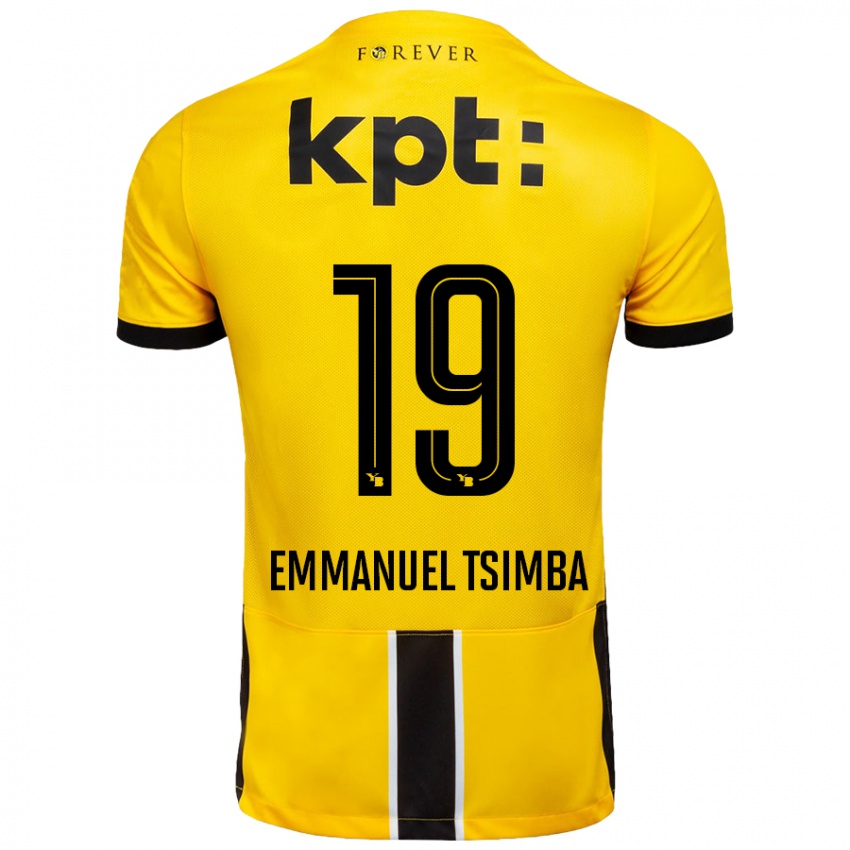 Niño Camiseta Felix Emmanuel Tsimba #19 Amarillo Negro 1ª Equipación 2024/25 La Camisa