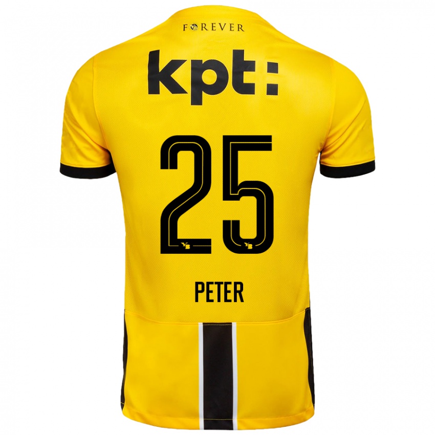 Niño Camiseta Luc Peter #25 Amarillo Negro 1ª Equipación 2024/25 La Camisa