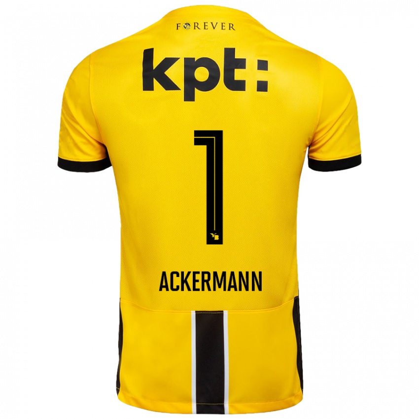 Niño Camiseta Jara Ackermann #1 Amarillo Negro 1ª Equipación 2024/25 La Camisa