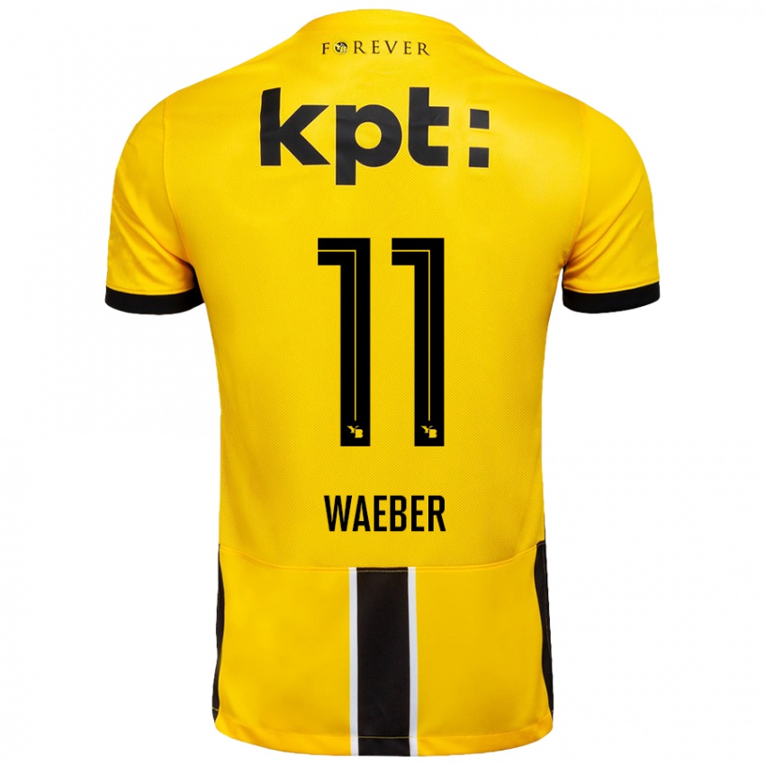 Niño Camiseta Stéphanie Waeber #11 Amarillo Negro 1ª Equipación 2024/25 La Camisa