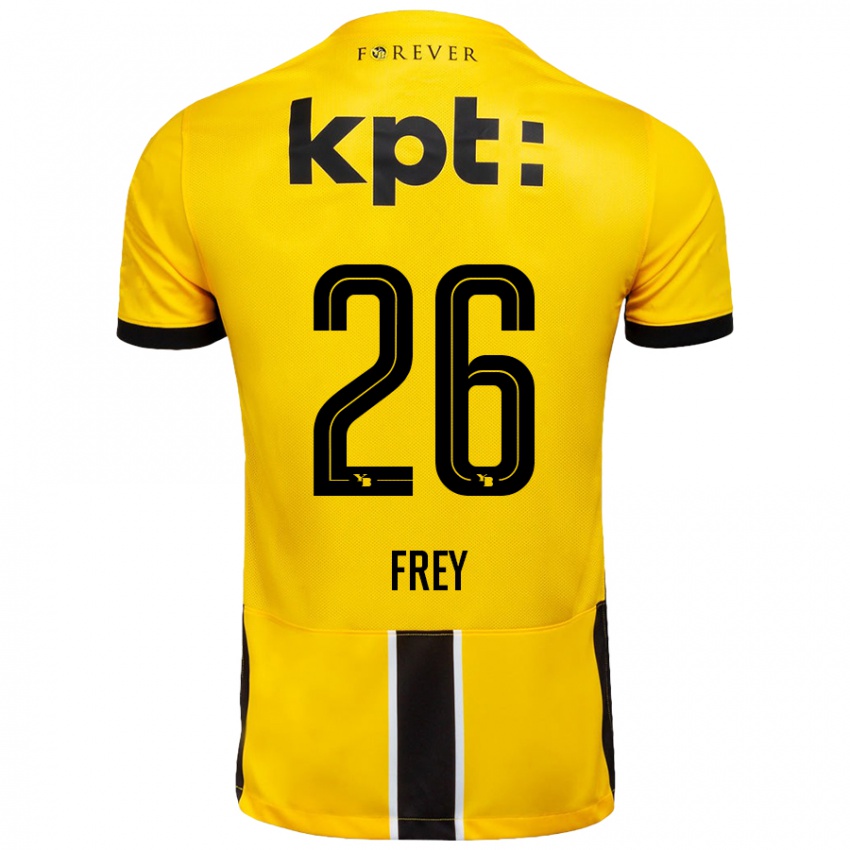 Niño Camiseta Laura Frey #26 Amarillo Negro 1ª Equipación 2024/25 La Camisa