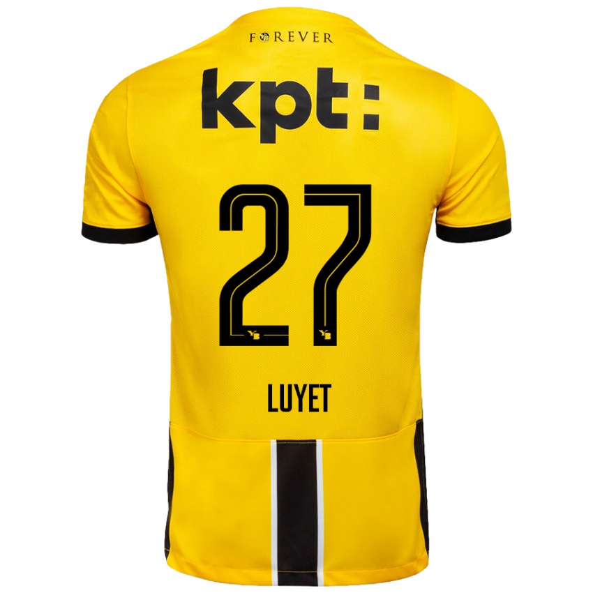 Niño Camiseta Naomi Luyet #27 Amarillo Negro 1ª Equipación 2024/25 La Camisa