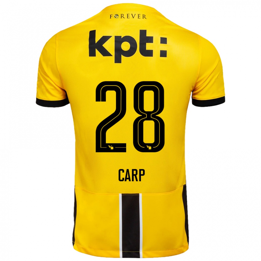 Niño Camiseta Cristina Carp #28 Amarillo Negro 1ª Equipación 2024/25 La Camisa