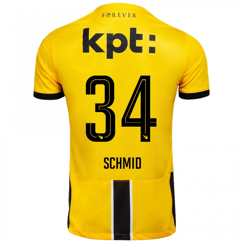 Niño Camiseta Céline Schmid #34 Amarillo Negro 1ª Equipación 2024/25 La Camisa