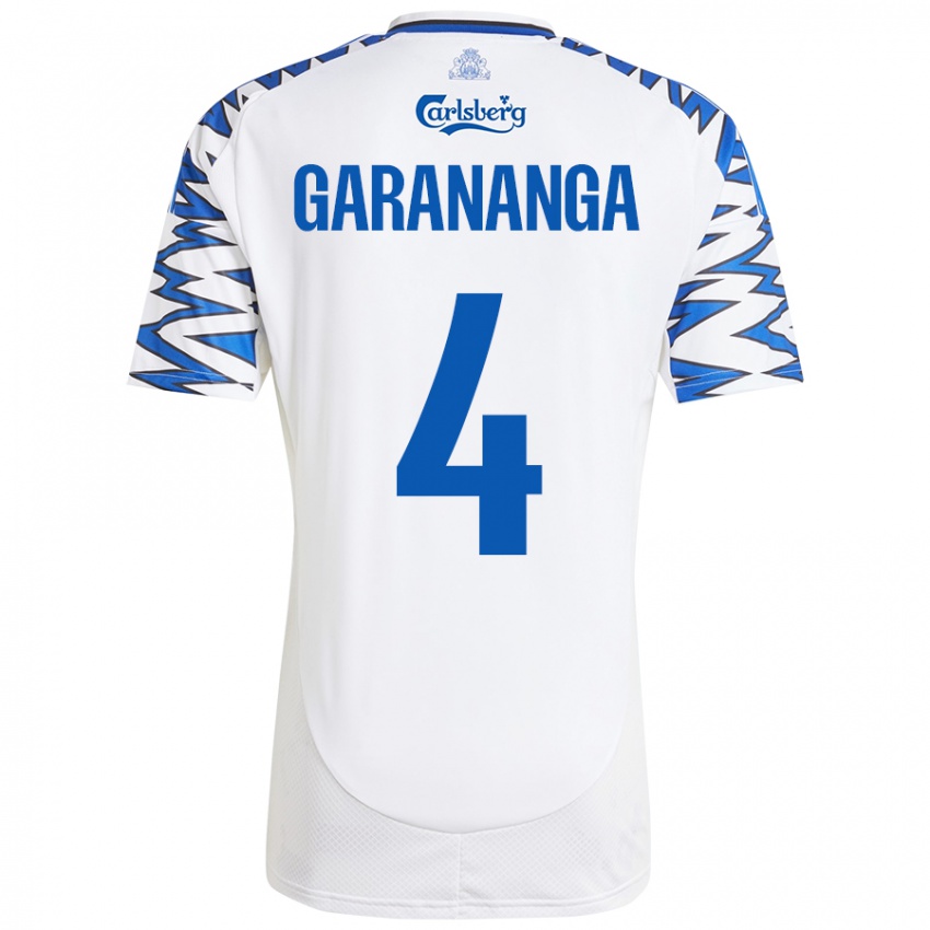 Niño Camiseta Munashe Garananga #4 Blanco Azul Cielo 1ª Equipación 2024/25 La Camisa