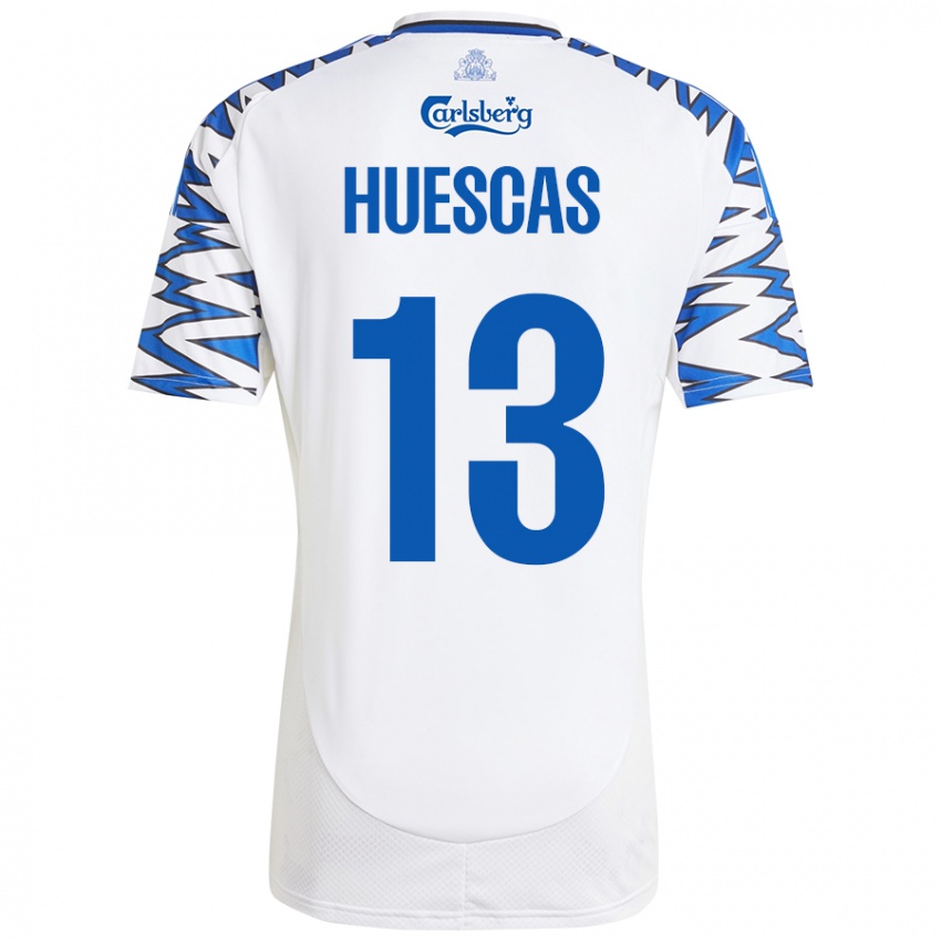 Niño Camiseta Rodrigo Huescas #13 Blanco Azul Cielo 1ª Equipación 2024/25 La Camisa