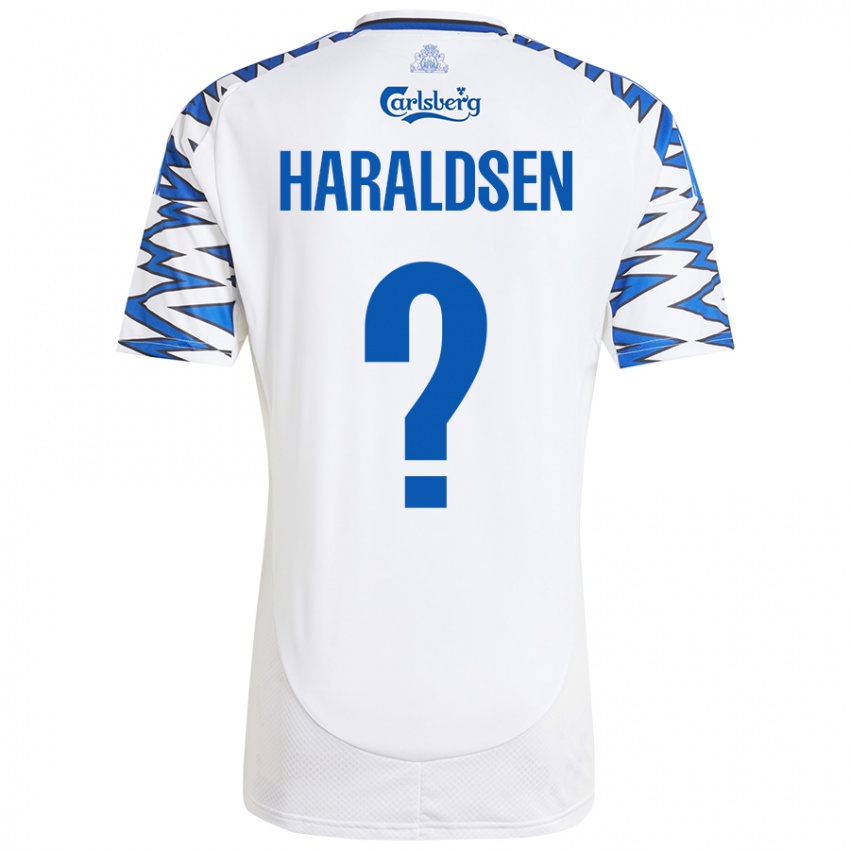 Niño Camiseta Henrik Haraldsen #0 Blanco Azul Cielo 1ª Equipación 2024/25 La Camisa