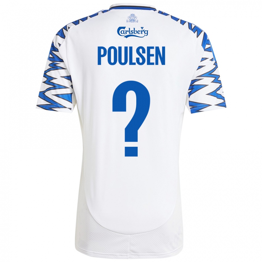 Niño Camiseta Xander Poulsen #0 Blanco Azul Cielo 1ª Equipación 2024/25 La Camisa