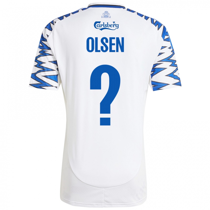 Niño Camiseta Gunnar Olsen #0 Blanco Azul Cielo 1ª Equipación 2024/25 La Camisa