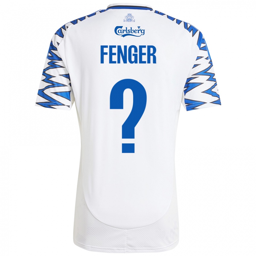 Niño Camiseta Oskar Fenger #0 Blanco Azul Cielo 1ª Equipación 2024/25 La Camisa