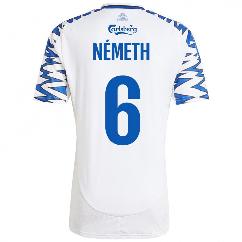 Niño Camiseta Hunor Németh #6 Blanco Azul Cielo 1ª Equipación 2024/25 La Camisa