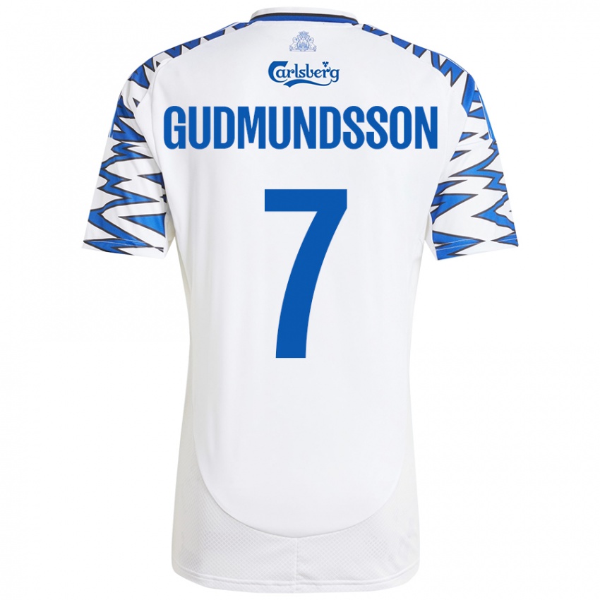 Niño Camiseta Galdur Gudmundsson #7 Blanco Azul Cielo 1ª Equipación 2024/25 La Camisa