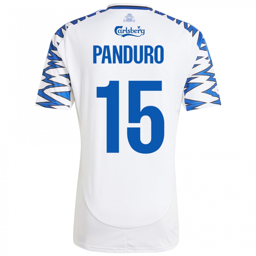 Niño Camiseta Tristan Panduro #15 Blanco Azul Cielo 1ª Equipación 2024/25 La Camisa