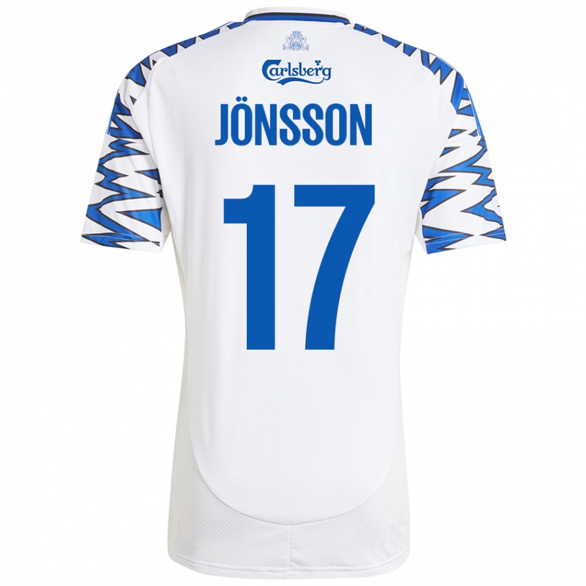 Niño Camiseta Neo Jönsson #17 Blanco Azul Cielo 1ª Equipación 2024/25 La Camisa