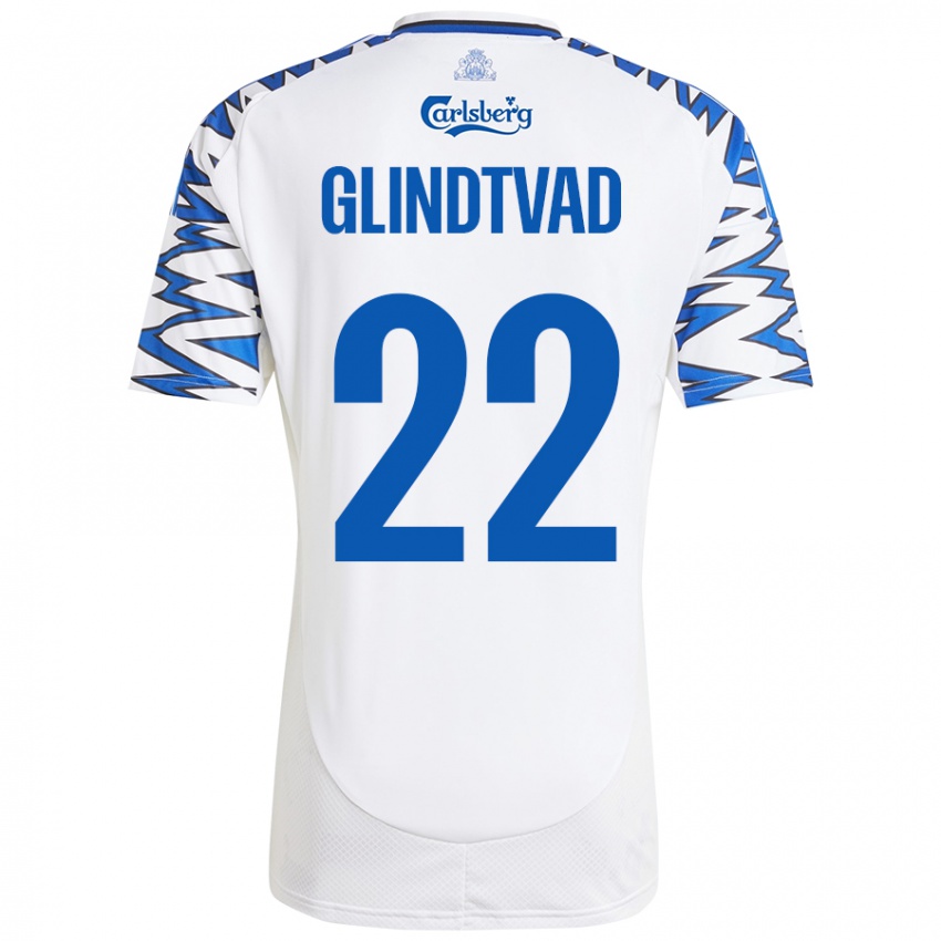 Niño Camiseta William Glindtvad #22 Blanco Azul Cielo 1ª Equipación 2024/25 La Camisa