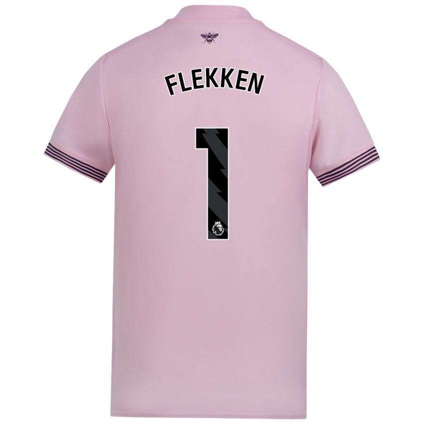 Niño Camiseta Mark Flekken #1 Rosa 2ª Equipación 2024/25 La Camisa