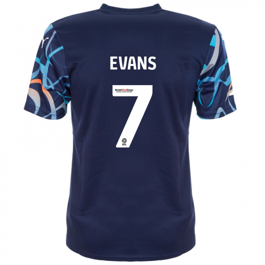 Niño Camiseta Lee Evans #7 Azul Marino 2ª Equipación 2024/25 La Camisa