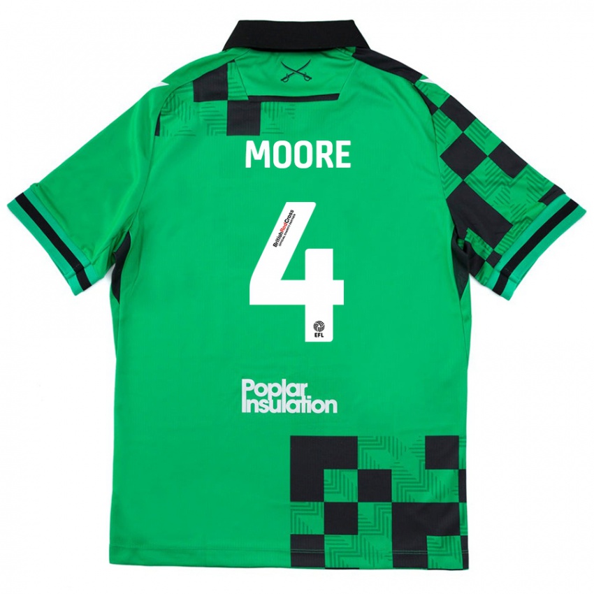 Niño Camiseta Taylor Moore #4 Verde Negro 2ª Equipación 2024/25 La Camisa