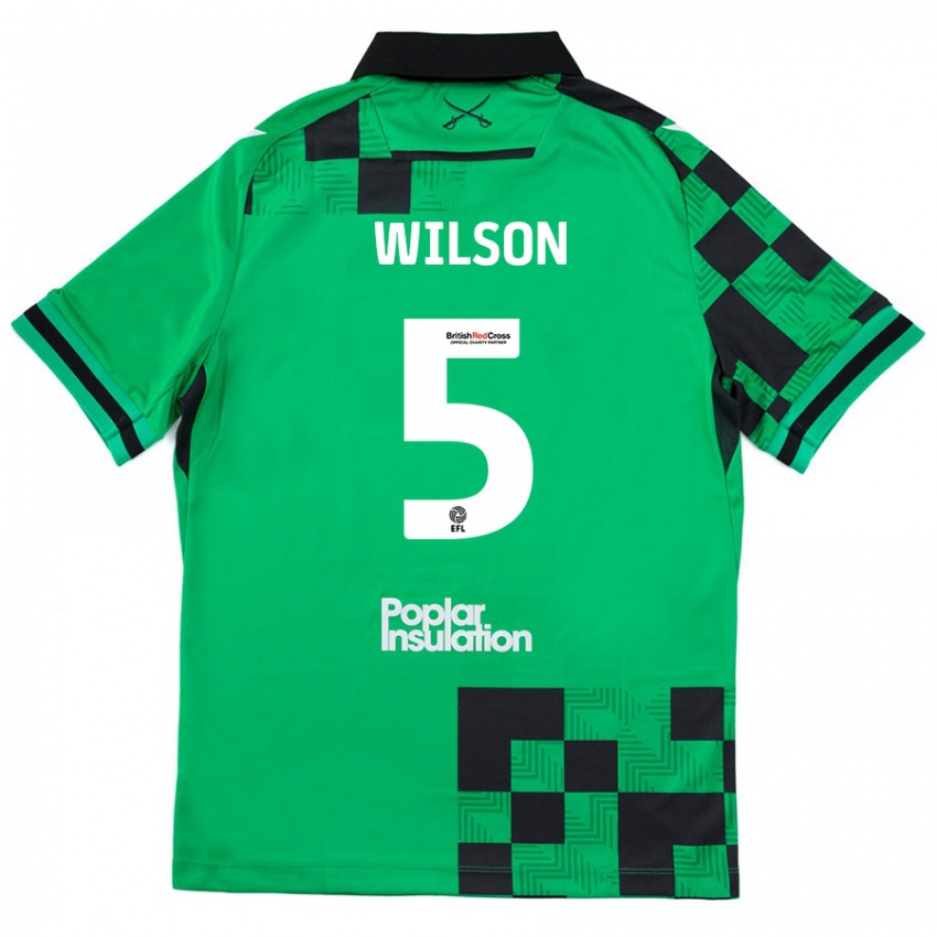 Niño Camiseta James Wilson #5 Verde Negro 2ª Equipación 2024/25 La Camisa