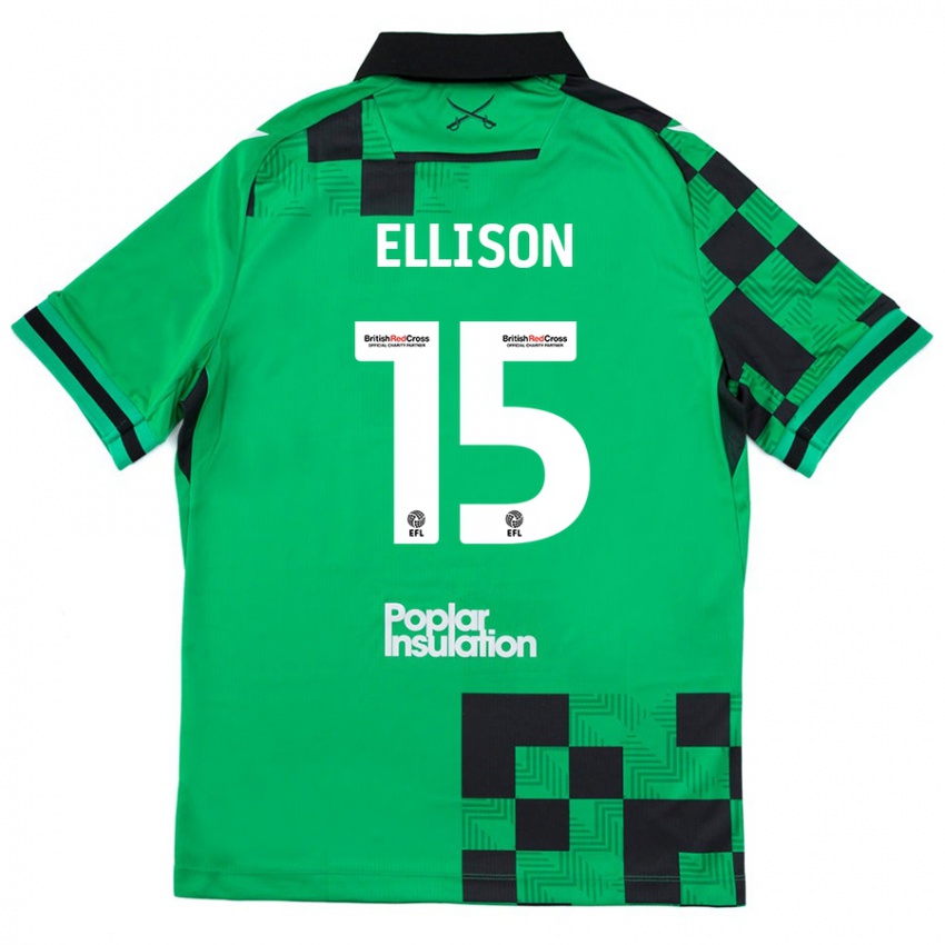 Niño Camiseta Dan Ellison #15 Verde Negro 2ª Equipación 2024/25 La Camisa