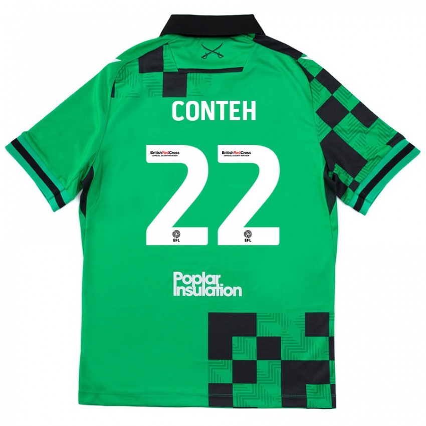 Niño Camiseta Kamil Conteh #22 Verde Negro 2ª Equipación 2024/25 La Camisa