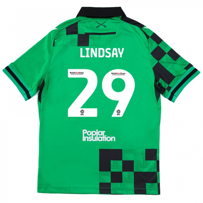 Niño Camiseta Jamie Lindsay #29 Verde Negro 2ª Equipación 2024/25 La Camisa