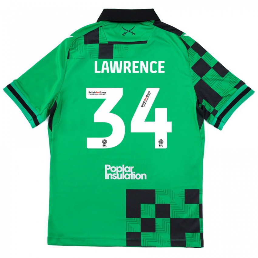 Niño Camiseta Jerry Lawrence #34 Verde Negro 2ª Equipación 2024/25 La Camisa