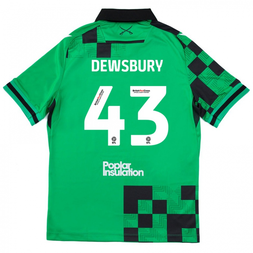 Niño Camiseta Ollie Dewsbury #43 Verde Negro 2ª Equipación 2024/25 La Camisa