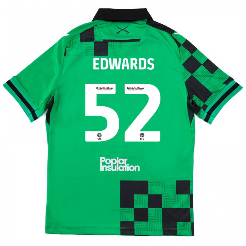 Niño Camiseta Max Edwards #52 Verde Negro 2ª Equipación 2024/25 La Camisa