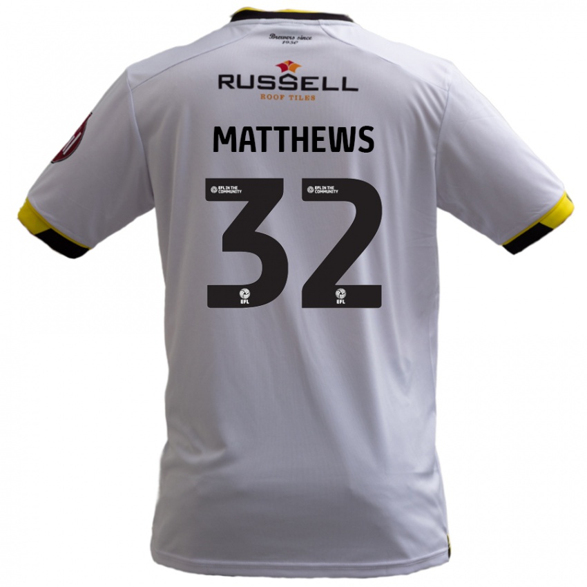 Niño Camiseta Daniel Matthews #32 Blanco 2ª Equipación 2024/25 La Camisa