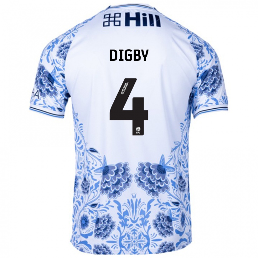 Niño Camiseta Paul Digby #4 Blanco Azul 2ª Equipación 2024/25 La Camisa