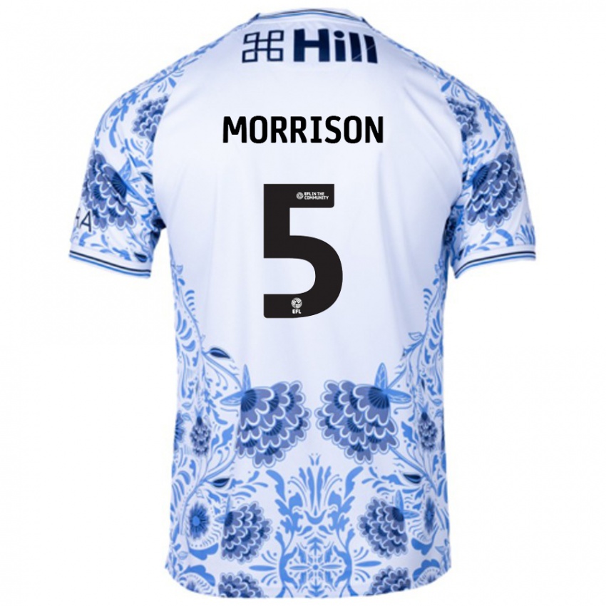 Niño Camiseta Michael Morrison #5 Blanco Azul 2ª Equipación 2024/25 La Camisa