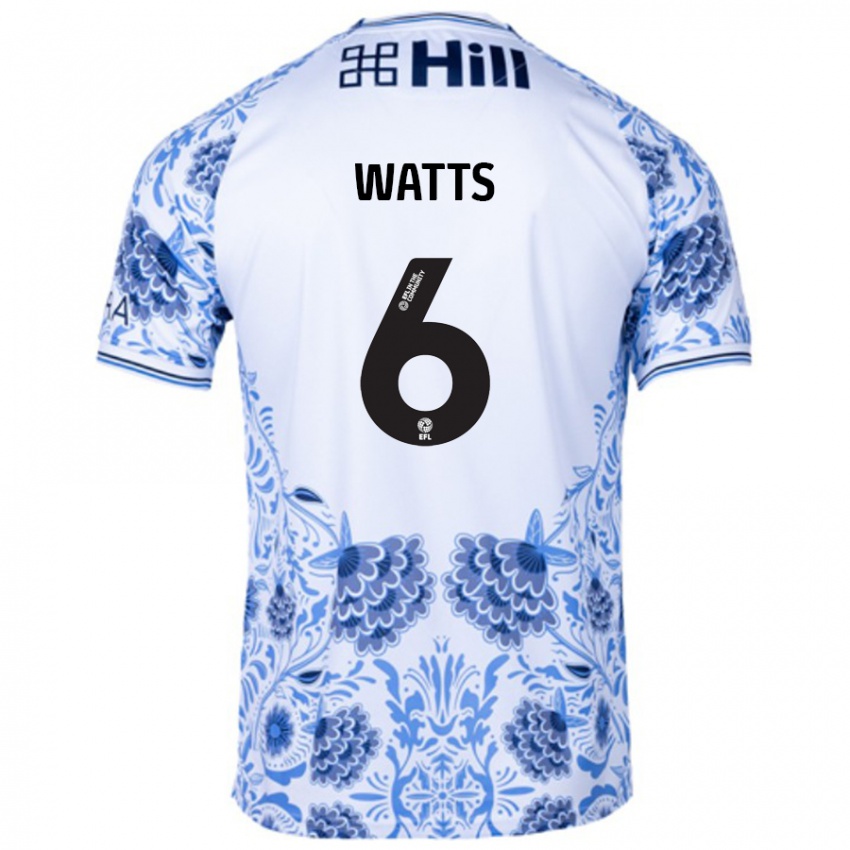 Niño Camiseta Kell Watts #6 Blanco Azul 2ª Equipación 2024/25 La Camisa