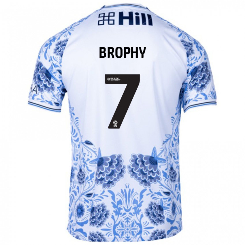 Niño Camiseta James Brophy #7 Blanco Azul 2ª Equipación 2024/25 La Camisa