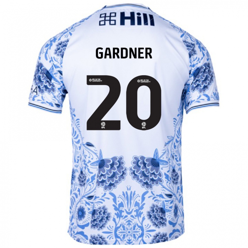 Niño Camiseta Gary Gardner #20 Blanco Azul 2ª Equipación 2024/25 La Camisa