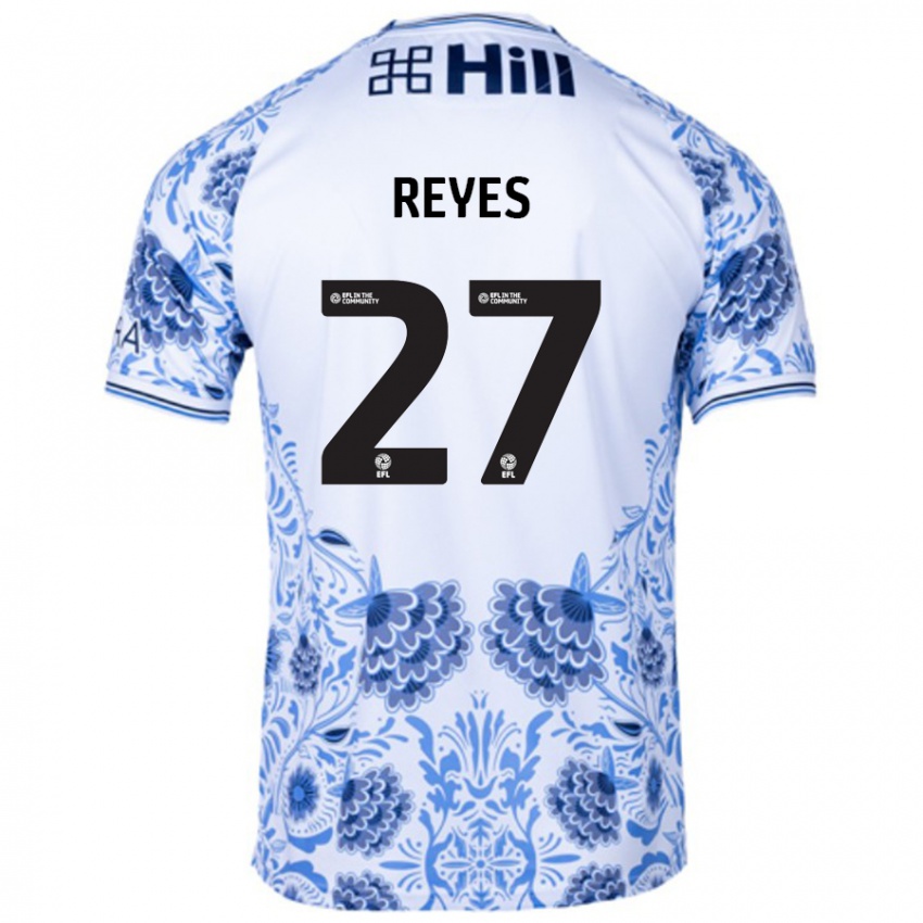 Niño Camiseta Vicente Reyes #27 Blanco Azul 2ª Equipación 2024/25 La Camisa