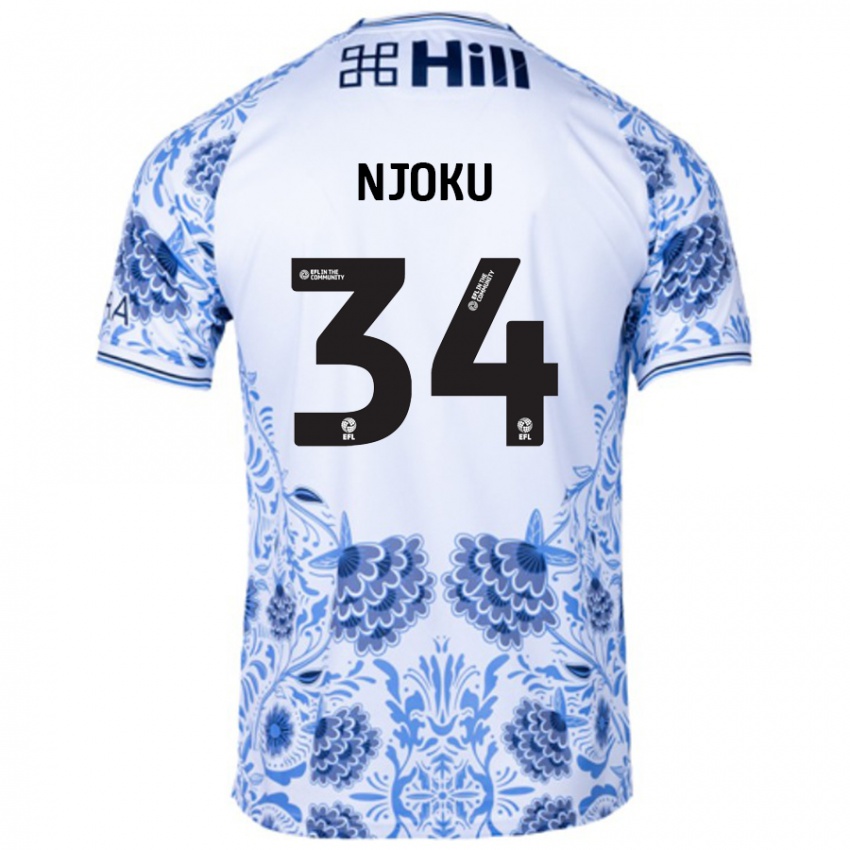 Niño Camiseta Brandon Njoku #34 Blanco Azul 2ª Equipación 2024/25 La Camisa